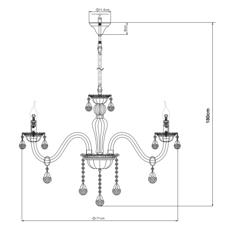 Závěsné svítidlo, bílé, sklo, K5 křišťály, Ø71cm, V:180cm, bez žárovek 10xE14, max. 40W 230V.