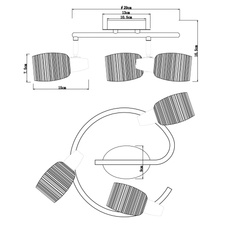 Stropní svítidlo, chrom, sklo čiré, chromované, Ø29cm, V:17cm, bez žárovek 3xE14, max. 40W 230V.