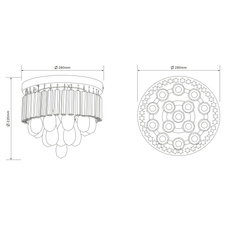 Stropní svítidlo, chrom, akrylové křišťály průhledné, Ø28cm, V:22cm, včetně 1xLED 12W 230V, 1000lm, 4000K.