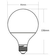 LED žárovka, plast opál, Ø9,5cm, V:13,1cm, 1xE27 LED 13W 230V, 1260lm, 3000K.