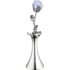 Dekorativní svítidlo, chrom, akryl, váza s růžičkou, vypínač, změna barvy světla, bez baterií 3xAAA 1.5V, Ø8cm, V:29cm, 1xRGB LED 0.06W 4.5V, multicolor.
