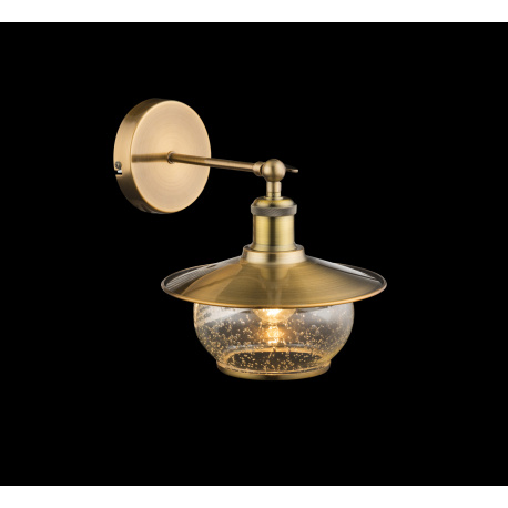 Nástěnné svítidlo, kov bronzové barvy, sklo, ŠxV: 22x28cm, H:29cm, bez žárovky 1xE27, max. 60W 230V.
