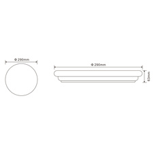 Stropní svítidlo, kov bílý, akryl bílý, Ø29cm, V:6cm, včetně 1xLED 20W 230V, 1600lm, 3000K.