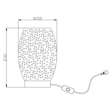 Stolní lampa, kov stříbrný, kov bílý a stříbrný, kabel 1,5m, stínítko s dekorativním děrováním, vypínač, Ø15cm, V:23cm, bez žárovky 1xE27, max. 40W 230V