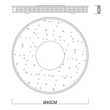 Stropní svítidlo, kov stříbrný, sklo opál, plastové křišťály průhledné, Ø40cm, V:4cm, včetně 1xLED 24W 230V, 1600lm, 4000K