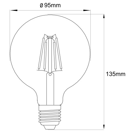 Žárovka, sklo amber, dekorativní sklo, stmívatelná, Ø9,5cm, V:14 cm, 1xE27 LED 4W 230V, 380lm, 2700K