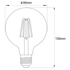 Žárovka, sklo amber, dekorativní sklo, stmívatelná, Ø9,5cm, V:14 cm, 1xE27 LED 4W 230V, 380lm, 2700K