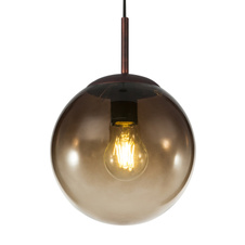 Závěsné svítidlo, kov hnědý, sklo amber, Ø20cm, V:120cm, bez žárovky 1xE27, max. 40W 230V