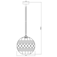 Závěsné svítidlo, kov černý, hnědé konopné lano, Ø30cm, V:120cm, bez žárovky 1xE27, max. 60W 230V