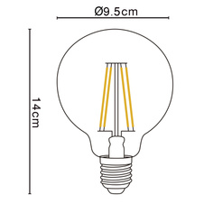 Žárovka, kov stříbrný, sklo průhledné, Globe, stmívatelné, Ø9,5CM, V:14CM, 1xE27 LED 7W 230V, 700lm, 2700K