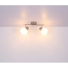 Nástěnné svítidlo, nikl, sklo průhledné bílé, DxŠxV: 36x19x19cm, bez žárovek 2xE27, max. 40W 230V