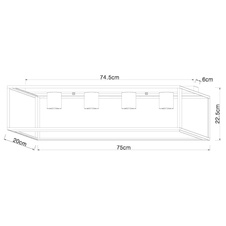 Stropní svítidlo, kov černý matný, dřevo, DxŠxV: 75x20x23cm, bez žárovek 4xE27, max. 60W 230V