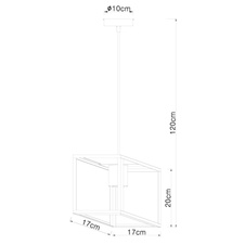 Závěsné svítidlo, kov černý matný, dřevo, DxŠxV: 17x17x120cm, bez žárovky 1xE27, max. 60W 230V