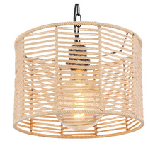 Závěsné svítidlo, kov černý matný, konopné lano hnědé, černý řetěz, Ø31cm, V:120cm, bez žárovky 1xE27, max. 60W 230V