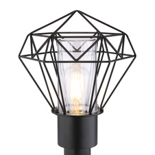 Venkovní svítidlo, nerez ocel černá, kov černý, plast průhledný, IP44, Ø26cm, V:50cm, bez žárovky 1xE27 LED, max. 15W 230V
