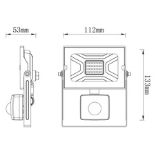 Venkovní svítidlo, hliník, čiré sklo, nastavitelné, IP44, čidlo: V: 1-3m, 110°, detekce až 8m, ŠxV: 11x13cm, H:13cm, včetně 1xLED 20W 230V, 1900lm zdroj, 1800lm výstup, 6000K