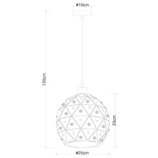 Závěsné svítidlo, kov černý matný, krystaly K9 čiré, stínítko uvnitř zlaté, Ø25cm, V:120cm, bez žárovky 1xE27, max. 60W 230V
