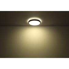 Stropní svítidlo, hliník, akryl opál, třpytivý efekt, senzor, IP44, svítidlo se vypíná po 30 sekundách, Ø30cm, V:9cm, včetně LED 18W 230V, 2300lm zdroj, 1050lm výstup, 4000K