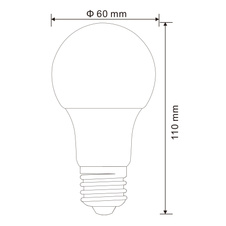 LED žárovka, opál, AGL, stmívatelná, Ø60, V:108, 1xE27 10W 230V, 810lm, 3000K.