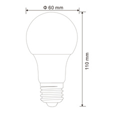 LED žárovka, hliník, plast opál, AGL vlákna, Ø60, V:110, 1xE27 9W 230V, 810lm, 4000K.