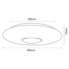 Stropní svítidlo,kov bílý,plast,skleněné krystaly,paměťová funkce,noční světlo,stmívatelné, dálkové ovládání, fixace barvy, duhový efekt, 2xAAA, Ø49cm, V:8cm, LED 40W+RGB 7,5W 230V, 4300lm zdroj, 2500lm výstup, změna barvy světla 3000-6500K
