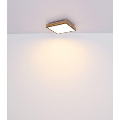 Stropní svítidlo, hliník, grafit, MDF imitace dřeva, akryl bílý, rám imitace dubu, DxŠxV: 59x59x7cm, včetně 1xLED 36W 230V, zdroj 3800lm, výstup 2250lm, 3000K