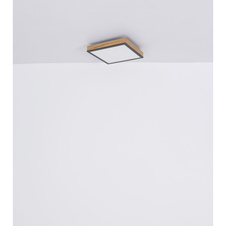 Stropní svítidlo, hliník, grafit, MDF imitace dřeva, akryl bílý, rám imitace dubu, DxŠxV: 59x59x7cm, včetně 1xLED 36W 230V, zdroj 3800lm, výstup 2250lm, 3000K