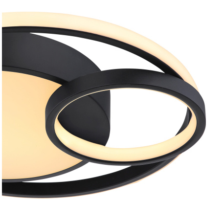 Stropní svítidlo, kov černý matný, plast opál, Ø40cm, V:10cm, včetně 1xLED 36W 230V, zdroj 3800lm, výstup 1400lm, 3000K