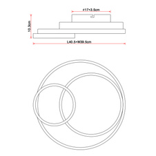Stropní svítidlo, kov černý matný, plast opál, Ø40cm, V:10cm, včetně 1xLED 36W 230V, zdroj 3800lm, výstup 1400lm, 3000K