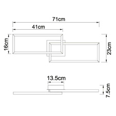 Stropní svítidlo, kov černý, plast opál bílý, DxŠxV: 71x23x8cm, včetně 1xLED 24W 230V, 2800lm zdroj, 1200lm výstup, 3000K