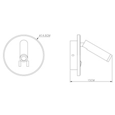 Nástěnné svítidlo, kov, bílá, akryl opál, 2 vypínače samostatně zapínatelné, Ø15cm, H:15cm, včetně 1xLED 6W 230V, 770lm zdroj, 333lm výstup, 3000K, 1xLED 1W 230V, 116lm zdroj, 114lm výstup, 3000K