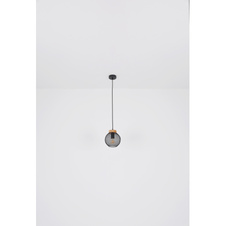 Stolní lampa, hnědé dřevo, kov černý, vypínač, Ø20cm, V:20cm, bez žárovky 1xE27, max. 60W 230V