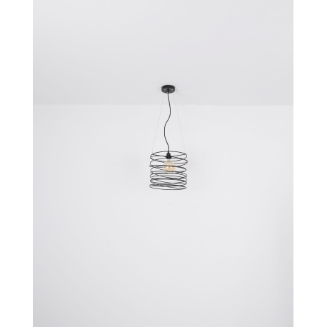 Závěsné svítidlo, kov černý, textilní kabel černý, Ø35cm, V:128cm, bez žárovky 1xE27, max. 60W 230V