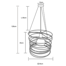 Závěsné svítidlo, kov černý, textilní kabel černý, Ø35cm, V:128cm, bez žárovky 1xE27, max. 60W 230V