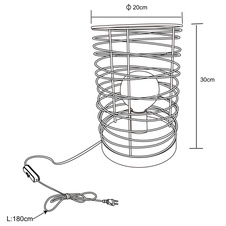 Stolní lampa, kov černý, vypínač, Ø20cm, V:30cm, bez žárovky 1xE27, max. 60W 230V