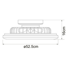 Ventilátor stropní, kov/plast bílý/stříbrný, akryl,stmívání,fixace barev,noční světlo, časovač, dál. ovládání, výkon motoru 18W, pro místnost 25m², Ø53cm, V:16cm, včetně LED 30W 230V 180-1800lm CCT 3000-6500K, rychlost otáčení 600-1000RPM