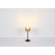 Nástěnné svítidlo, kov černý matný, sklo, mosaz, směr světla dolů, ŠxV: 18x22cm, H:24cm, bez žárovky 1x E27, max. 60W 230V