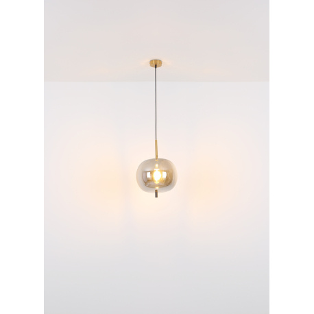 Stolní lampa, kov mosaz, sklo, s vypínačem na kabelu, Ø19cm, V:45cm, délka kabelu 1,5m, bez žárovky 1xE14, max. 40W 230V