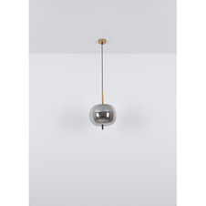Stolní lampa, kov mosaz, sklo, s vypínačem na kabelu, Ø19cm, V:45cm, délka kabelu 1,5m, bez žárovky 1xE14, max. 40W 230V