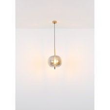 Stolní lampa, kov mosaz, sklo, s vypínačem na kabelu, Ø19cm, V:45cm, délka kabelu 1,5m, bez žárovky 1xE14, max. 40W 230V