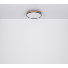 Stropní svítidlo, kov grafit, MDF vzhled dřeva, plast bílý, Ø:45cm, V:9cm, včetně LED 24W 230V, 3200lm zdroj, 1800lm výstup, 3000K