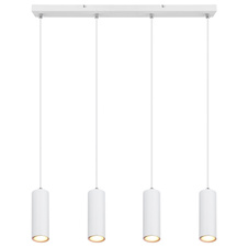 Závěsné svítidlo, kov bílý, PVC kabel bílý, DxŠxV: 65x6x120cm, bez žárovek 4xGU10, max. 35W 230V