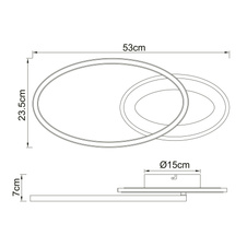Stropní svítidlo, kov černý/zlatý, akryl opál, DxŠxV: 53x24x7cm, včetně LED 24W 230V, 3100lm zdroj, 1140lm výstup, 3000K