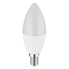 LED žárovka, plast bílý, hliník, Ø3,7cm, V:10,7cm, E14 7W 230V, 650lm zdroj, 650lm výstup, 3000K