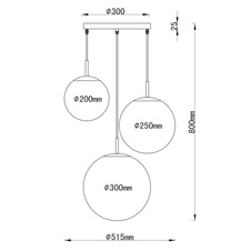 Závěsné svítidlo, kov černý, kouřové sklo, černý PVC kabel, Ø52cm, V:80cm, bez žárovek 3x E27, max. 60W 230V