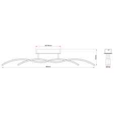 Stropní svítidlo, kov černý, grafit, plast opál, DxŠxV:880x80x155mm, včetně LED 20W 230V, zdroj 2300lm, výstup 1130lm, 3000K