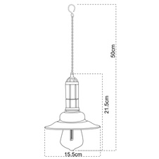 Solární svítidlo, kov tmavý, sklo průhledné, na zavěšení, IP44, vypínač, včetně baterie 1xAAA150mAh 1.2V, Ø155mm, V:500mm, včetně 1xLED 0,06W 2V, 3500K