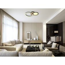 Stropní svítidlo kov černý matný, MDF, imitace tmavého dřeva, plast bílý, otočné/výklopné, DxŠxV:515x300x105mm, včetně LED 28W 230V, 3300lm zdroj, 2100lm výstup, 3000K