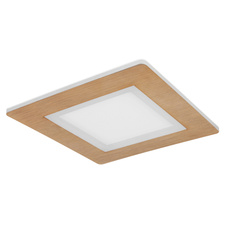 Stropní svítidlo kov bílý, akryl imitace dřeva, akryl bílý, DxŠxV:300x300x50mm, včetně LED 23,4W 230V, zdroj 2560lm, výstup 1300lm, CCT 2700-6500K, vnitřní LED 2700K, vnější LED 6500K