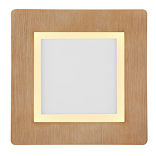 Stropní svítidlo kov bílý, akryl imitace dřeva, akryl bílý, DxŠxV:300x300x50mm, včetně LED 23,4W 230V, zdroj 2560lm, výstup 1300lm, CCT 2700-6500K, vnitřní LED 2700K, vnější LED 6500K